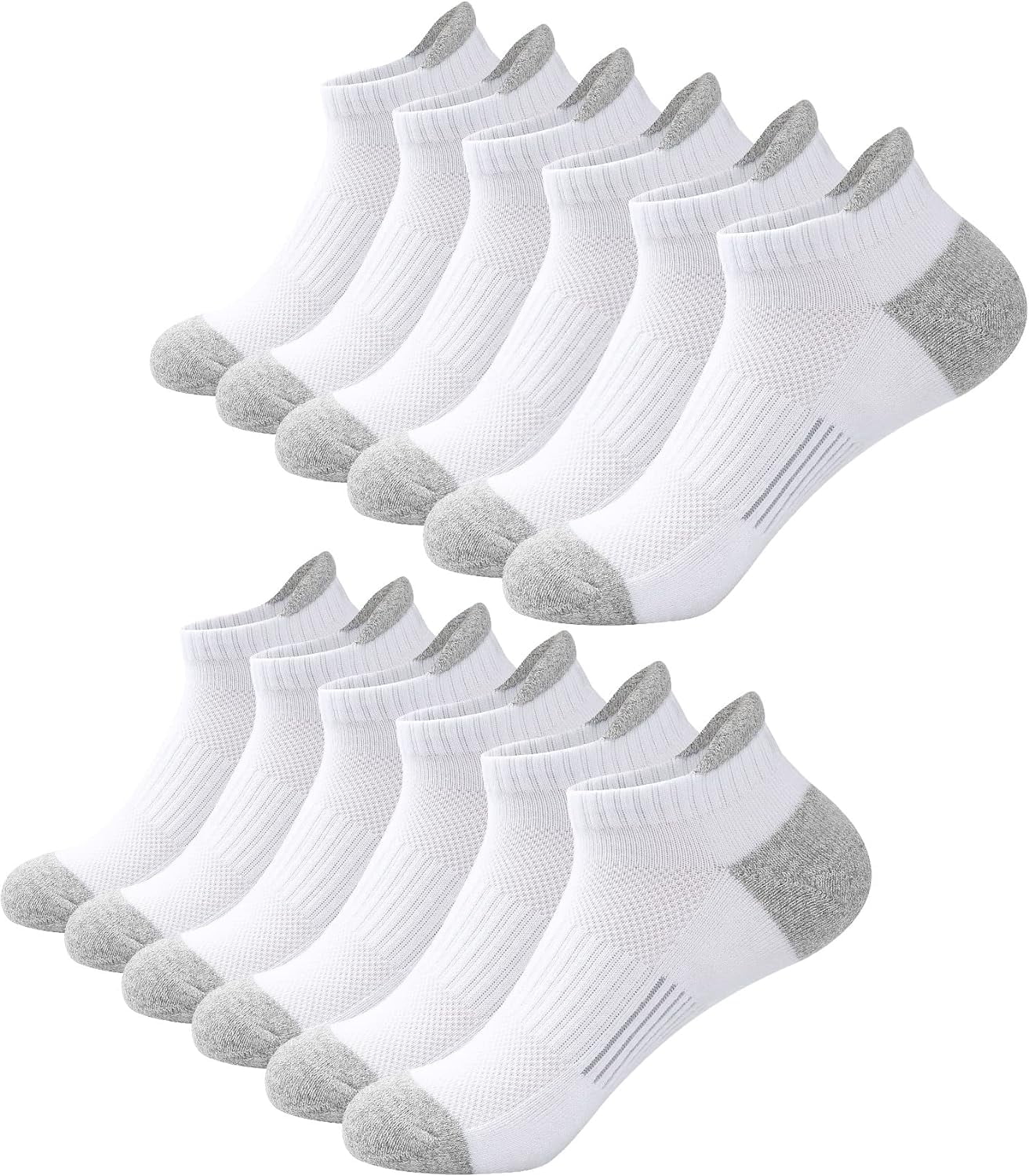 Ankle Socks for Women Running Athletic Workout Cushioned No Show Socks 6 Pairs Size 6-8/9-11