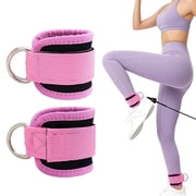 Leikefitness Ankle Strap for Cable Machines, Home & Gym Glute Workout Attachment, Pink