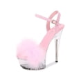 thumbnail image 1 of Ankle Strap Clear Platform Sandals Fluffy Heels Stiletto, 1 of 2