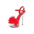 thumbnail image 1 of Ankle Strap Clear Platform Sandals Fluffy Heels Stiletto, 1 of 4