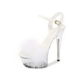 thumbnail image 1 of Ankle Strap Clear Platform Sandals Fluffy Heels Stiletto, 1 of 8