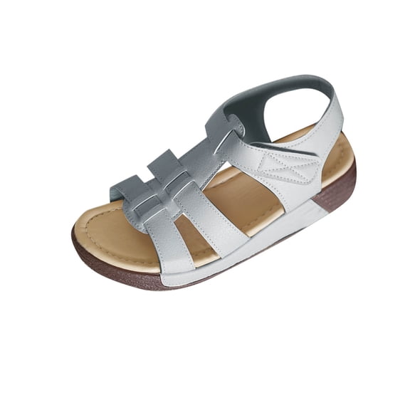 Ankle Strap Flats for Women Open Toe Thick Cushion Low Wedges Platform Sport Sandals Walking Standing All-Day Comfort Gray Women Sandal