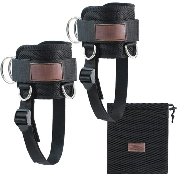 Ankle Strap for Machine Adjustable Ankle Attachments for Gym Comfort fit Neoprene Padded Steel Double D-Ring Ankle Cuffs for Kickbacks, Lift The Butts, Tone The