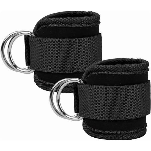 Ankle Straps, Ankle Resistance Bands, Wrist Straps - Padded Straps + D-Rings, Adjustable, Suitable for Cable Machines, Gym Use; Ideal as Protective & Supportive Gear for Foot, Leg and Glute Workouts