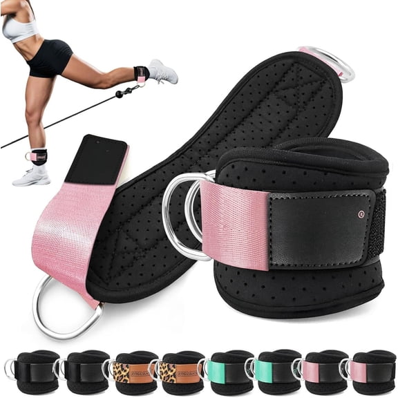 Ankle Straps for Machine - Comfortable & Durable Straps for Kickbacks, Glute Workouts, and Lower Exercises - Perforated Neoprene Padding & Tapered Fit