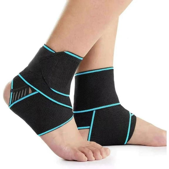 Ankle Support,Adjustable Ankle Brace Breathable Nylon Material Super Elastic and Comfortable,1 Size Fits all, Suitable for Sports (Blue(1 Pair))