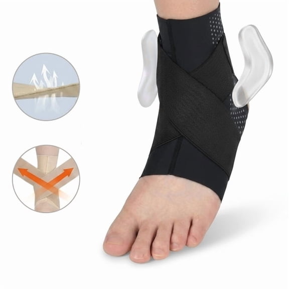 Ankle Support Brace with Adjustable Compression Straps & Gel Pads for Sprained Ankle Achilles Support & Sports Protection