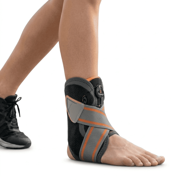 Ankle Support Brace with Precision Dial-Fit Lacing System, Breathable SBR Fabric Foot Stabilizer for Sprains, Fractures and Recovery
