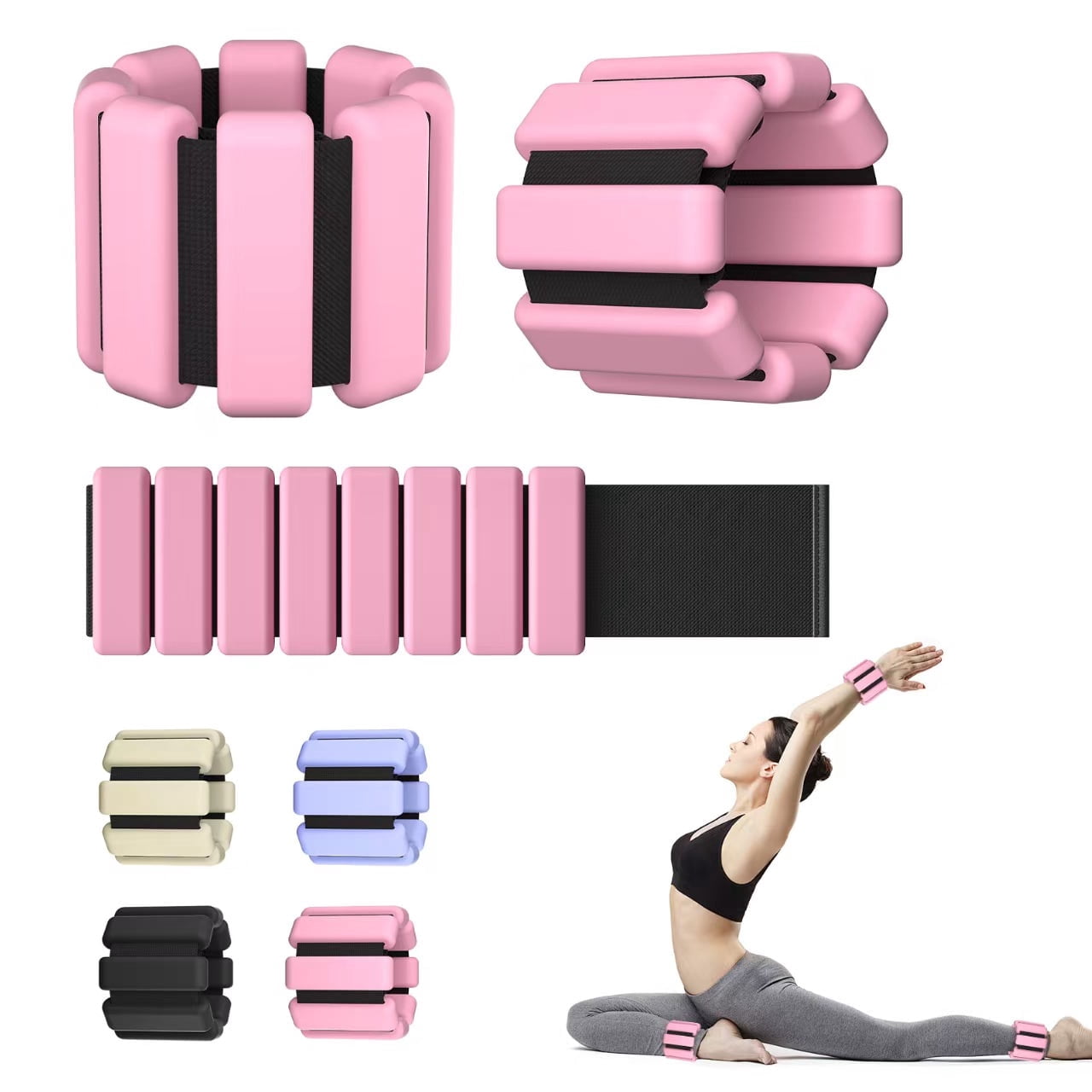 Ankle Weight Wrist Weight 2 Pack (1lb Each) Adjustable Arm and Leg Weight Suitable for Women and Men Pilates Gym Yoga Aerobic Strength Training(Pink)