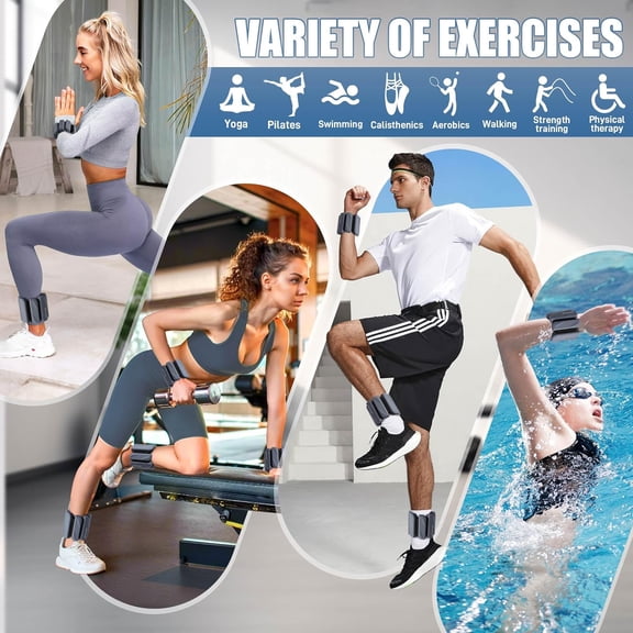 Ankle Weights Set of 2 (1 lb/2 lb Each) for Women Men Adjustable Wrist Bracelet for Home Gym Weighted Bangles Wristbands Leg Arm Weights for Walking Swimming Running Pilates Yoga Gym