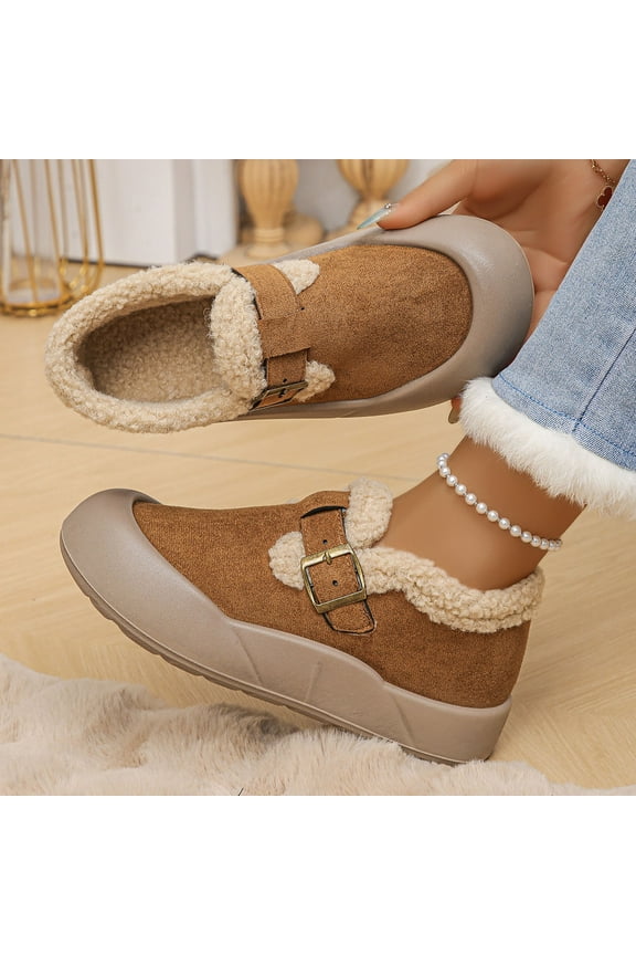 Ankle Winter Boots for Women Fur Lining Water Resistant Warm Snow Boots Slip On Memory Foam Comfort Booties Fuzzy Outdoor Shoes