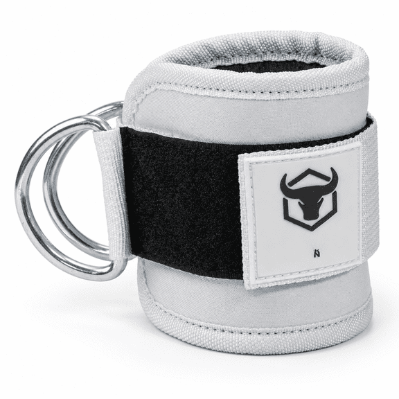 Ankle Workout Cuff Attachments for Cable Machines and Resistance Bands, White Pair