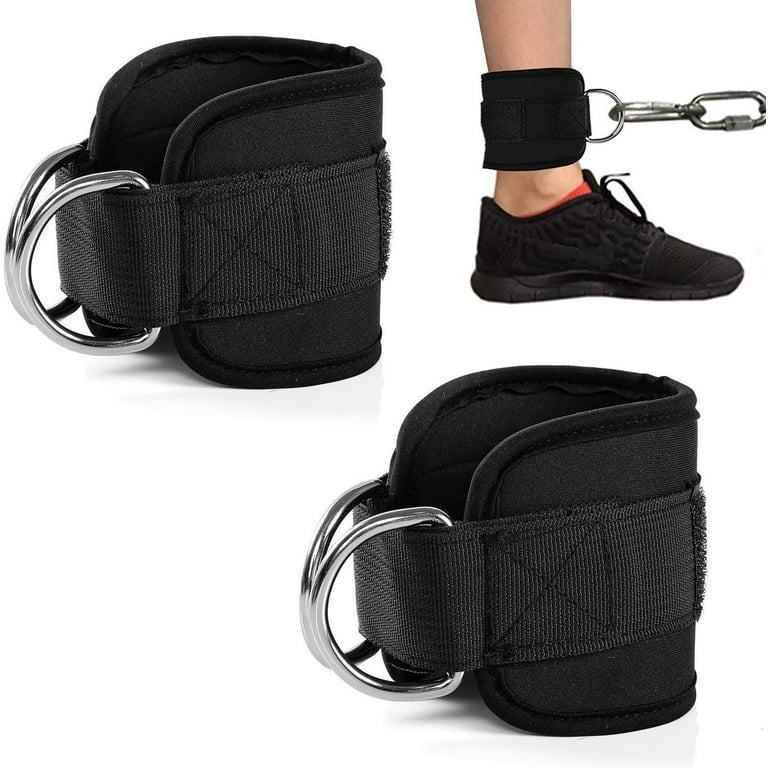 Ankle Wrist Straps For Cable Machines & Resistance Bands, Adjustable  Padded Neoprene Heavy Duty Rings, Exercise Cuff Attachment