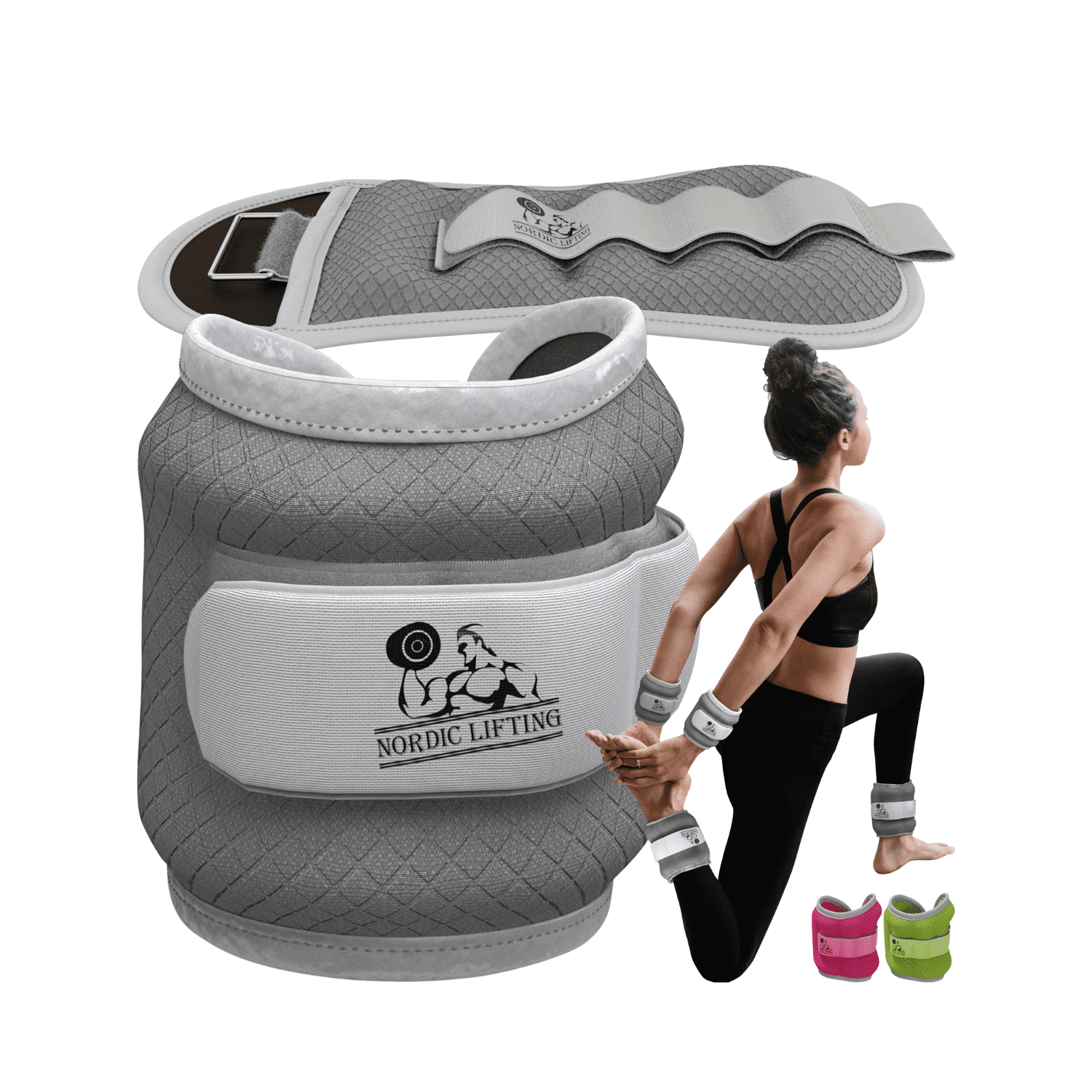 Nordic Lifting Adjustable Ankle/Wrist Weights (1 Pair) – for Women, Men & Kids - Grey, 3lbs