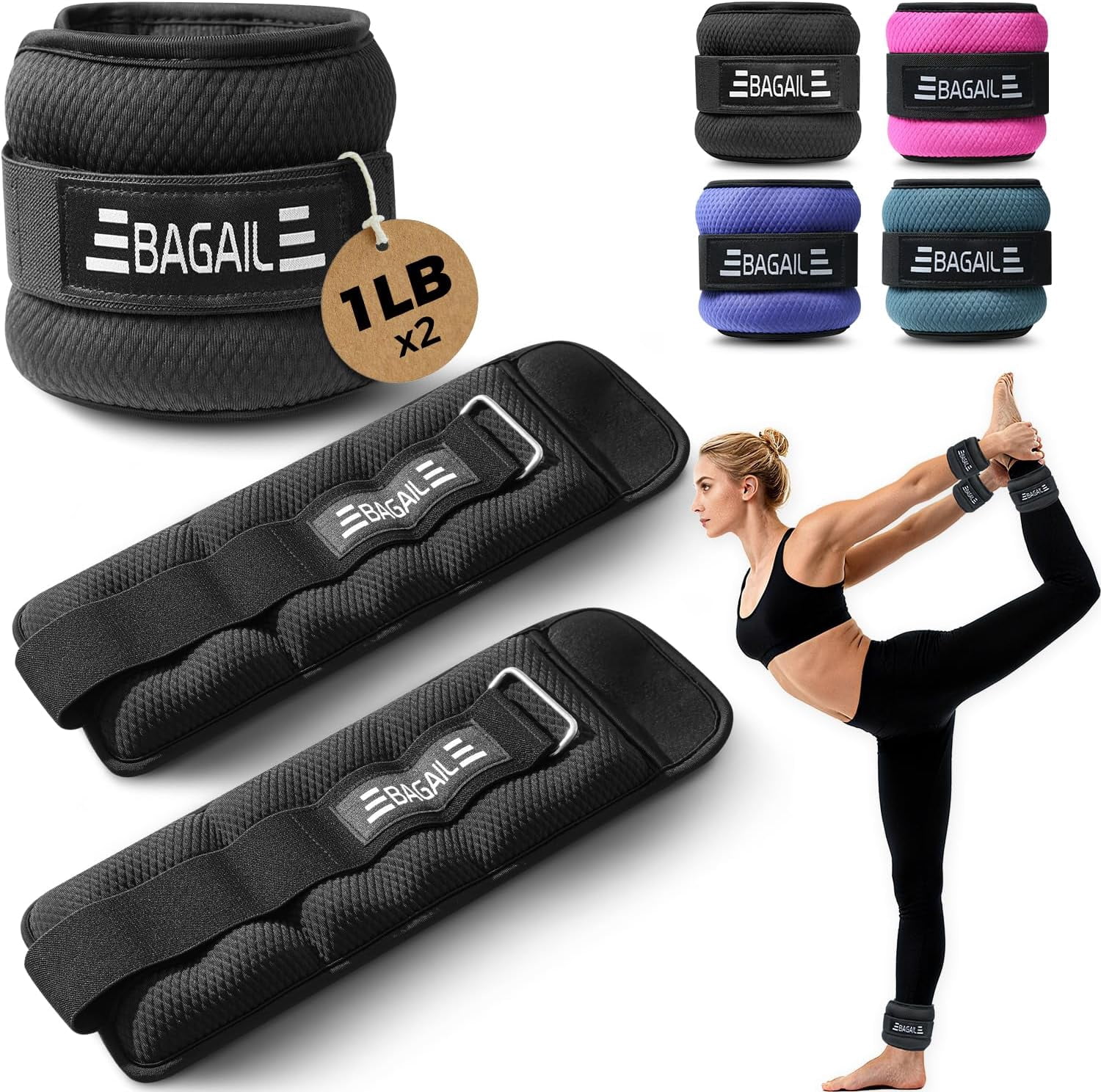 Ankle Wrist Weights for Women & Men, One Pair of 1/2/4/6/8/10 LBS Wearable Leg Arm Weights with Sleek Design & Secure Fit for Walking, Running, Pilates, Home Fitness & Physical Therapy