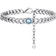 Anklet For Women, 7Mm Cuban Link Anklet Bracelet Birthstone 8.5"+2