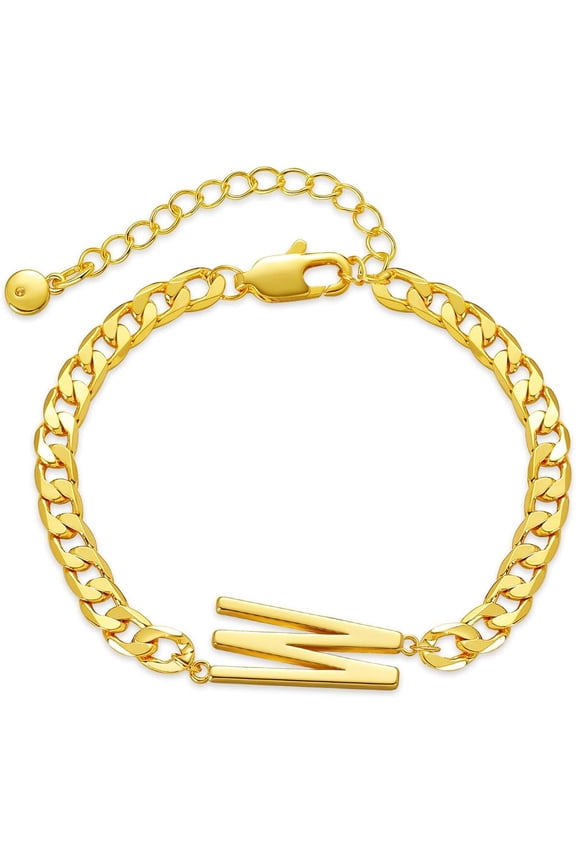 Anklet For Women Gold Initial Sideways Letter A-Z 5Mm Cuban Link Curb Foot Chain 18K Gold Filled Dainty Simple Personalized Alphabet Summer Beach Jewelry Birthday Gift[o5500]