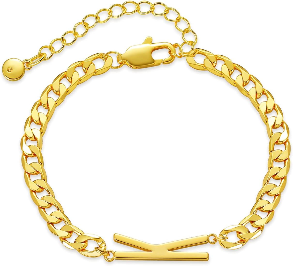 Anklet For Women Gold Initial Sideways Letter A-Z 5Mm Cuban Link Curb Foot Chain 18K Gold Filled Dainty Simple Personalized Alphabet Summer Beach Jewelry Birthday Gift[o5493]