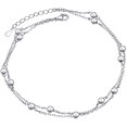 thumbnail image 1 of Anklet for Women S925 Sterling Silver Adjustable Foot Beaded Heart Charm Ankle Bracelet Anklets Jewelry, 1 of 5