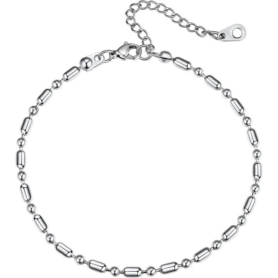 Anklets for Women Cuban/Figaro/Spiga Wheat Chain Stainless Steel/18K Gold Plated Ankle Bracelet Beach Waterproof Foot Jewelry