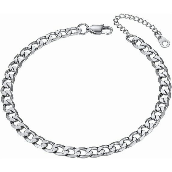 Anklets for Women Cuban/Figaro/Spiga Wheat Chain Stainless Steel/18K Gold Plated Ankle Bracelet Beach Waterproof Foot Jewelry