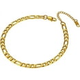 thumbnail image 1 of Anklets for Women Cuban/Figaro/Spiga Wheat Chain Stainless Steel/18K Gold Plated Ankle Bracelet Beach Waterproof Foot Jewelry, 1 of 6