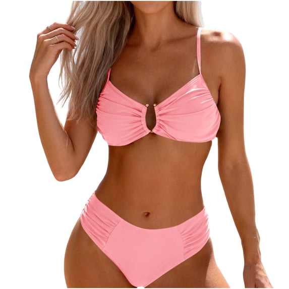 Ankola 2 Piece Bikini Set U-Wire Cutout Popular Swimsuit High Waisted Textured 2026 Summer Beach Swim Bathing Suits