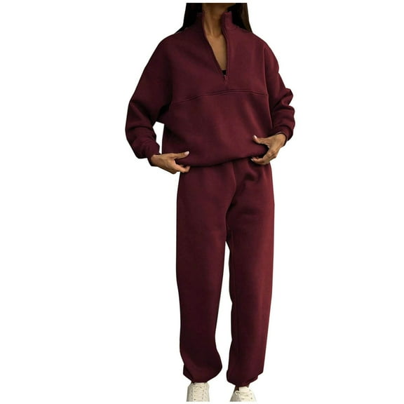 Ankola 2 Piece Outfits for Women Zipper Pullover Sweatshirt and Sweatpants Fall Long Sleeve Tracksuits with Pockets