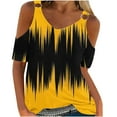 thumbnail image 1 of Ankola 2024 Summer Tops for Women Sexy Off Shoulder T-Shirt Fashion Printed Shirts Casual Crew Neck Blouse Tunic Top, 1 of 4