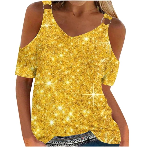 Ankola 2024 Summer Tops for Women Sexy Off Shoulder T-Shirt Fashion Printed Shirts Casual Crew Neck Blouse Tunic Top