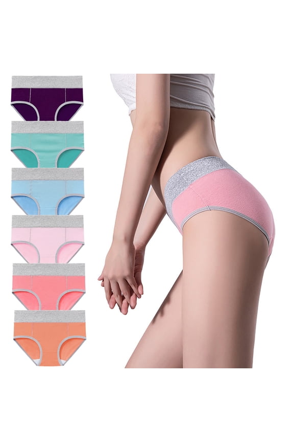 4 PC Women's High Waist Cotton Panties Sexy Low Rise Underwear Seamless Hip Lift Tummy Control Brief