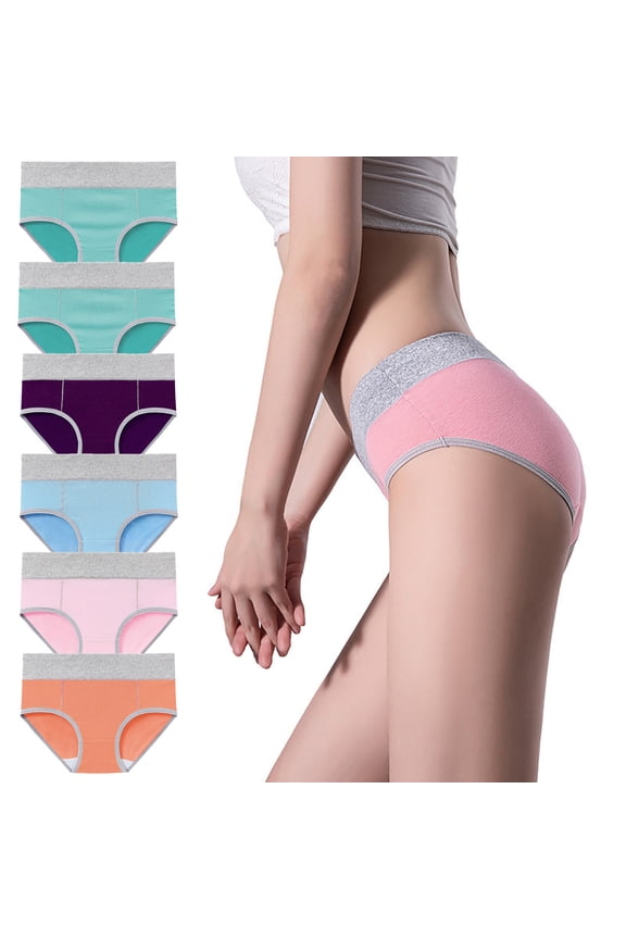4 PC Women's High Waist Cotton Panties Sexy Low Rise Underwear Seamless Hip Lift Tummy Control Brief