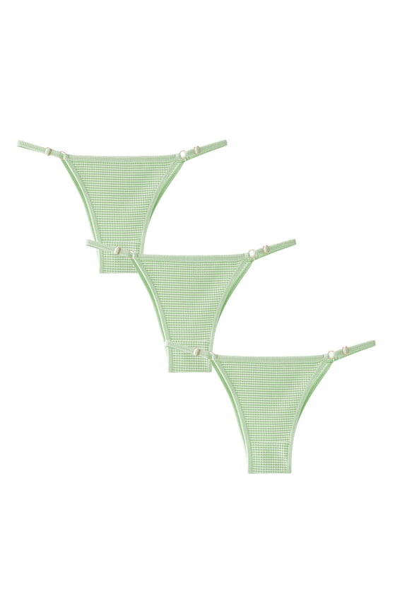 Adjustable G String Thongs for Women Cotton Elastic Low Waist Stripe Underwear Panties Sexy Breathable Tangas 3 Pack