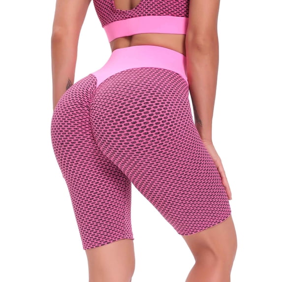 Ankola Biker Shorts for Women-5" High Wasit Stretch Slim Honeycomb Leggings Casual Summer Workout Yoga Gym Shorts
