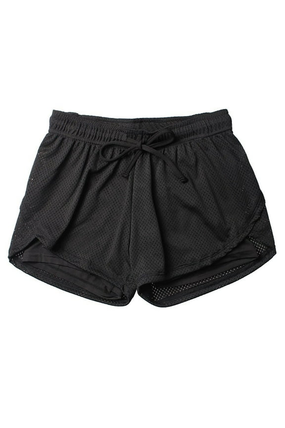 Biker Shorts for Women High Waist Casual Summer Loose Drawstring Elastic Waist Solid Double Layer See Through Sport Shorts