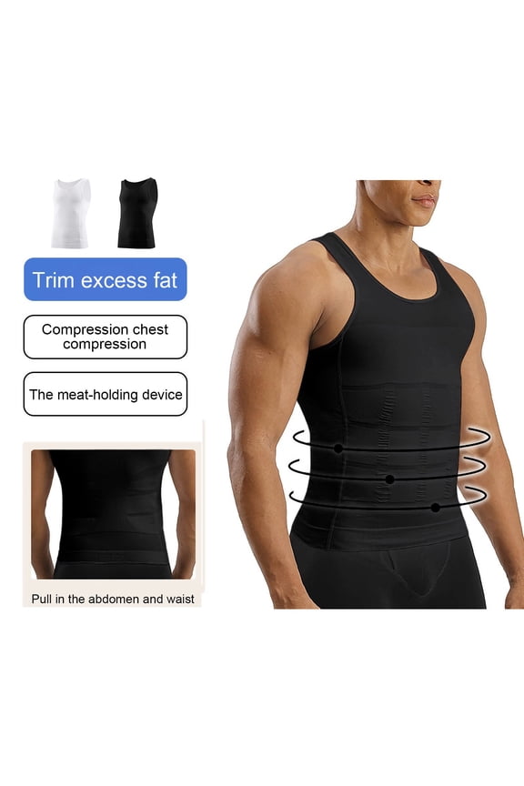 Compression Shirt Men's Tummy Control Body Shaper Tank Top | Conceals Man Boobs,Slimming Base Layer
