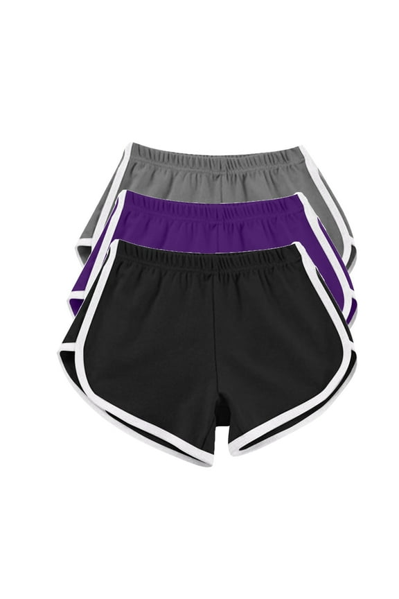Cotton Shorts for Women Gym Shorts Casual Summer Running Sports Active Shorts Dance Elastic Rise Hot Shorts-3Pack