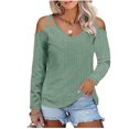thumbnail image 1 of Ankola Eyelet Tops for Women Cold Shoulder Tops Long Sleeve Crochet Shirts Casual Loose V Neck Blouses Tops, 1 of 4