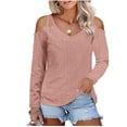 thumbnail image 1 of Ankola Eyelet Tops for Women Cold Shoulder Tops Long Sleeve Crochet Shirts Casual Loose V Neck Blouses Tops, 1 of 4