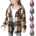 thumbnail image 1 of Ankola Kids Fleece Lined Plaid Hooded Shirt Jacket, Unisex Boys Girls Button Down Long Sleeve Warm Hooded Flannel Coat Preppy Fall Outerwear for Ages 4-15, 1 of 3