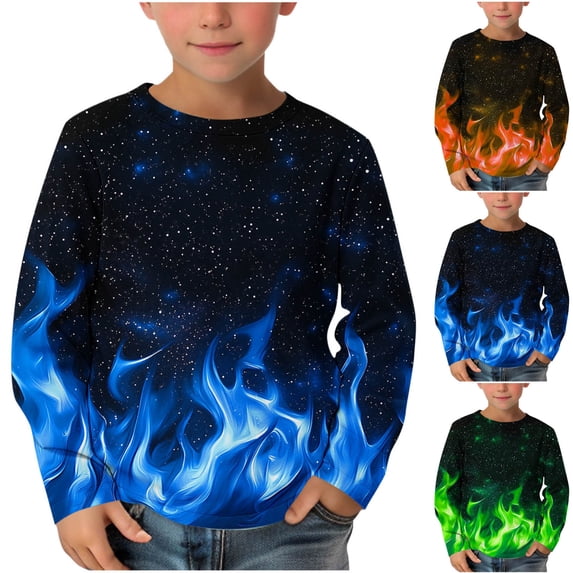 Ankola Long Sleeve Shirts for Boys, Funny Graphic Tee Shirt 3-14Y