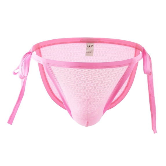 Ankola Men Side Tie Mesh Thong Briefs Mid Waist Breathable U-Pouch Stretch Underwear
