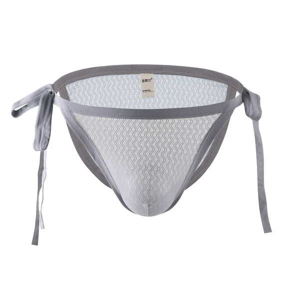 Ankola Men Side Tie Mesh Thong Briefs Mid Waist Breathable U-Pouch Stretch Underwear