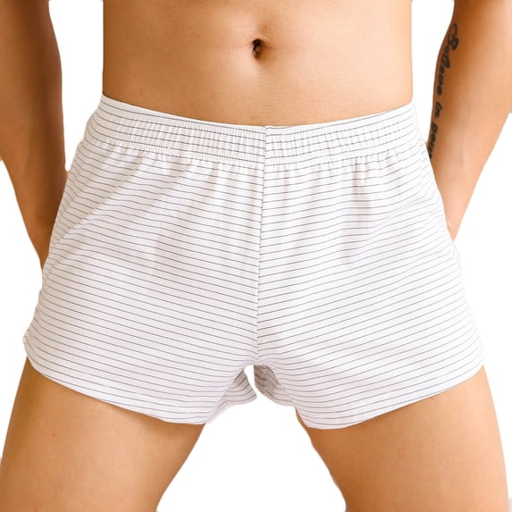 Ankola Men Striped Loose Boxer Shorts Mid Waist Breathable Sleep Underwear Loungewear