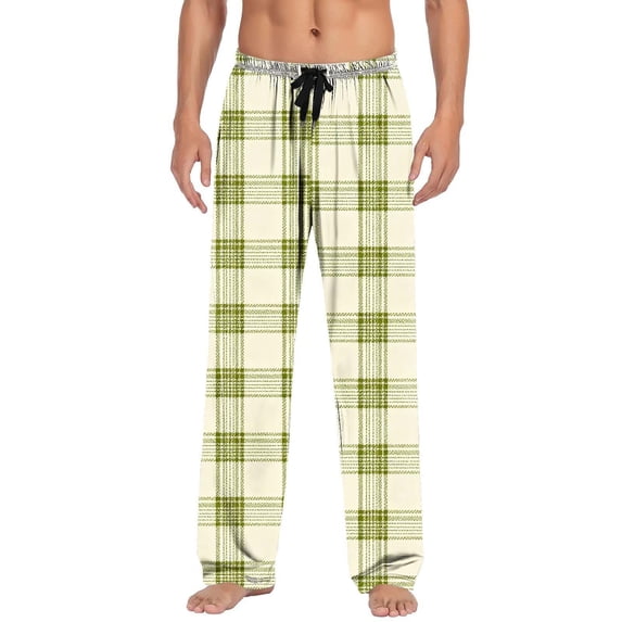 Ankola Men’s Christmas Plaid Pajama Pants, Loose Straight‑Leg Holiday Loungewear Trousers with Pockets & Drawstring Waist