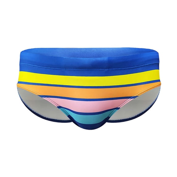Ankola Men's Low Waist Striped Swim Briefs, Quick Dry Colorful Stripe Triangle Swimming Trunks