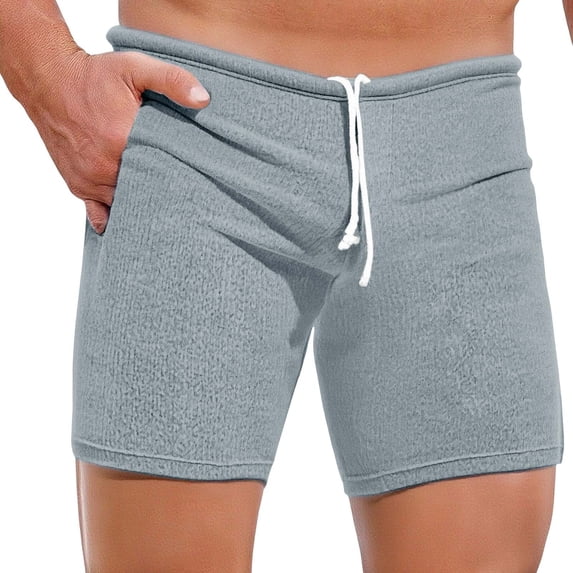 Ankola Men's Shorts 3 Inch Inseam Sexy Low Waist Running Yoga Gym Training Knit Elastic Drawstring Beach Sweat Shorts