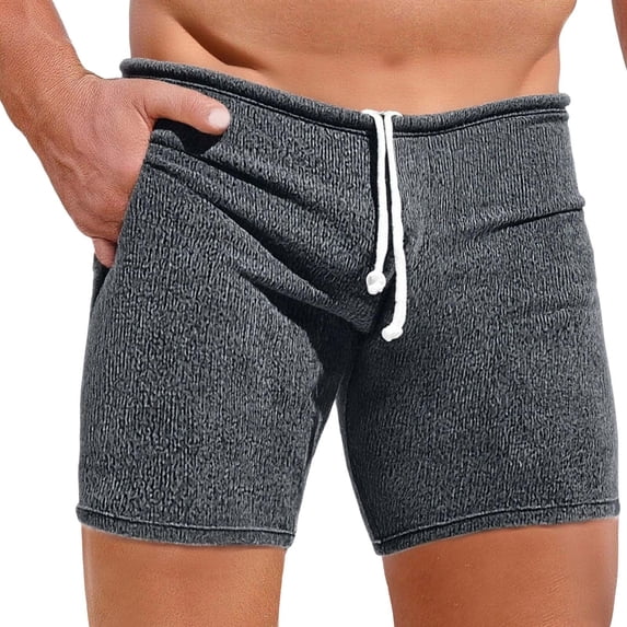 Ankola Men's Shorts 3 Inch Inseam Sexy Low Waist Running Yoga Gym Training Knit Elastic Drawstring Beach Sweat Shorts