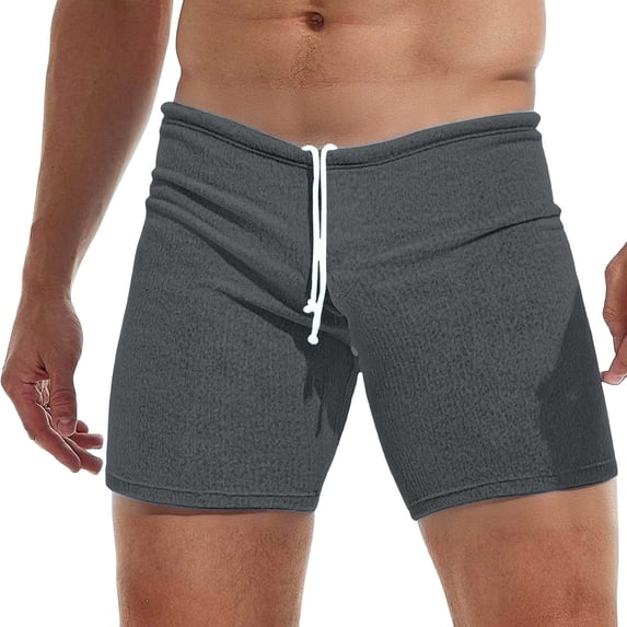 Ankola Men's Shorts 3 Inch Inseam Sexy Low Waist Running Yoga Gym Training Knit Elastic Drawstring Beach Sweat Shorts