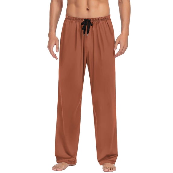 Ankola Men’s Solid‑Color Pajama Pants, Loose Straight‑Leg Loungewear Trousers with Pockets & Drawstring Waist